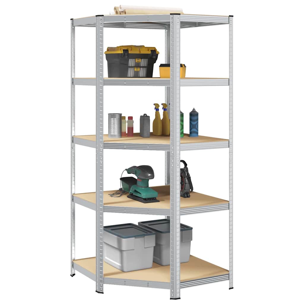 Hörnhylla Med Hylla Silver 90 X 90 X 198 Cm Konstruerat Trä