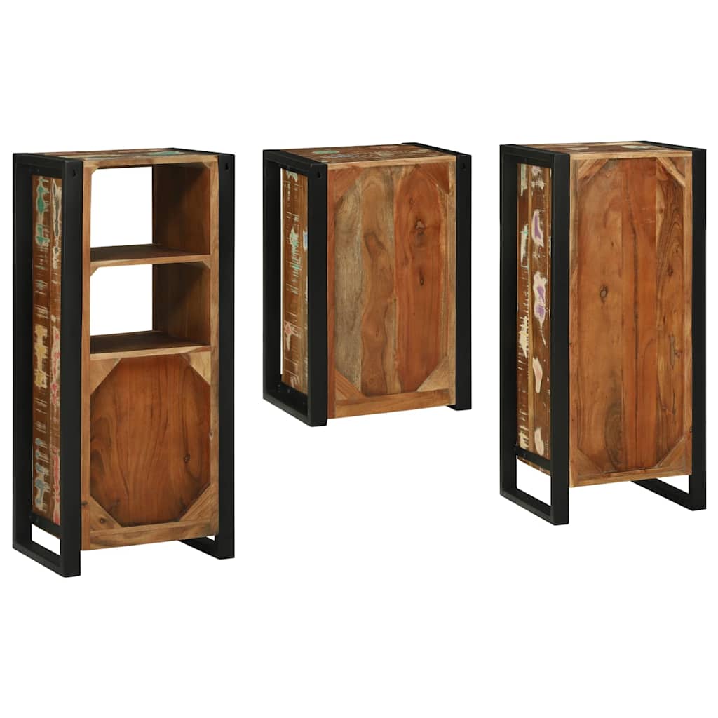 Badrumsmöbelset 3 Pcs Flerfärgsdesign Massivt Återvunnet Trä