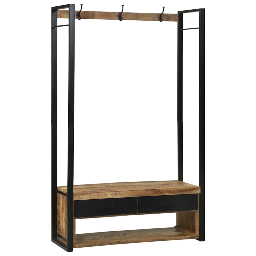 Klädhängare Med Låda Brun 110 X 40 X 179 Cm Massivt Mangoträ