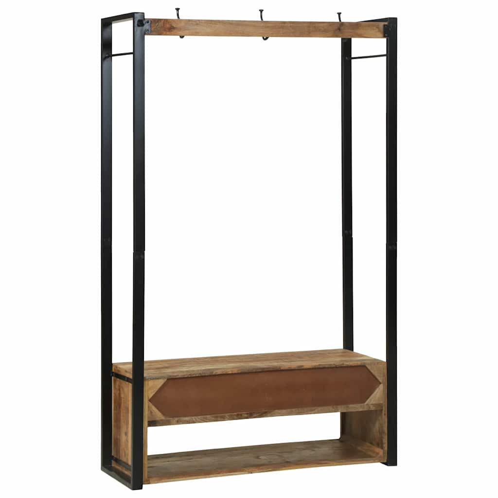Klädhängare Med Låda Brun 110 X 40 X 179 Cm Massivt Mangoträ