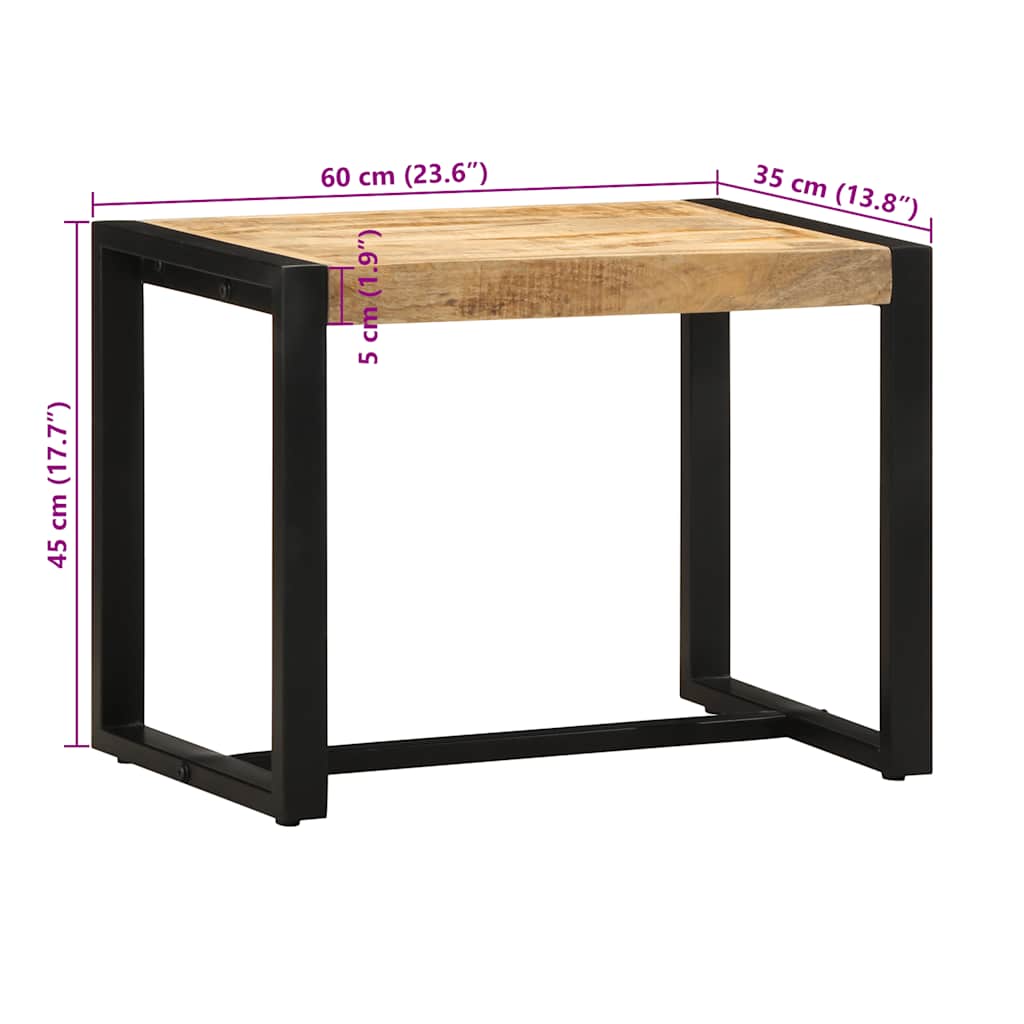Bänk 60X35X45 Cm Massiv Grov Trä Mango