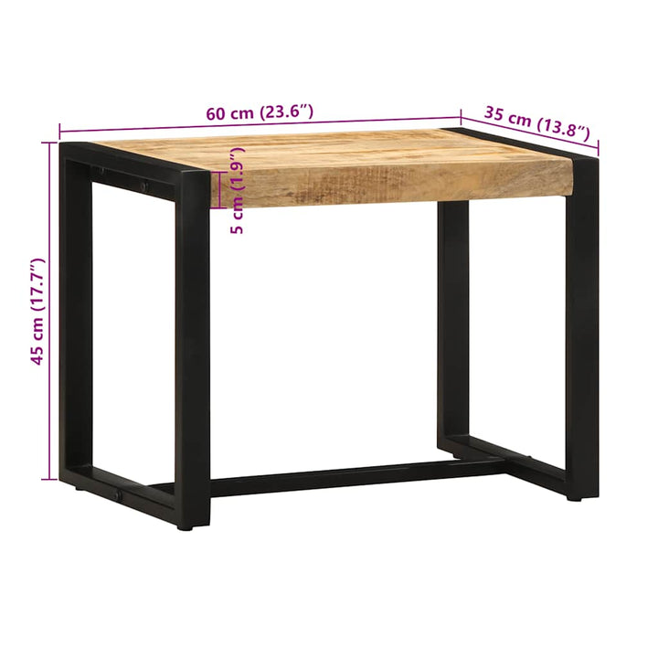 Bänk 60X35X45 Cm Massiv Grov Trä Mango