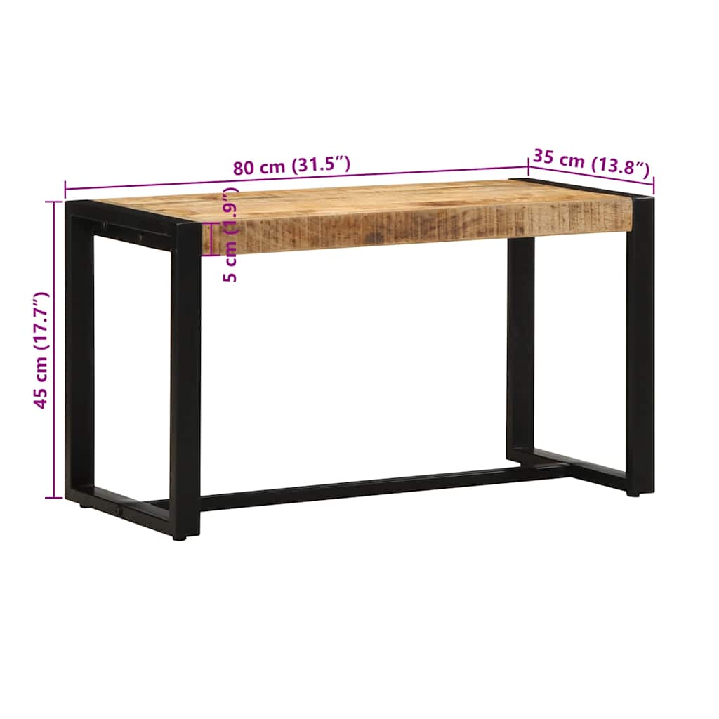 Bänk 80X35X45 Cm Massiv Grov Trämango