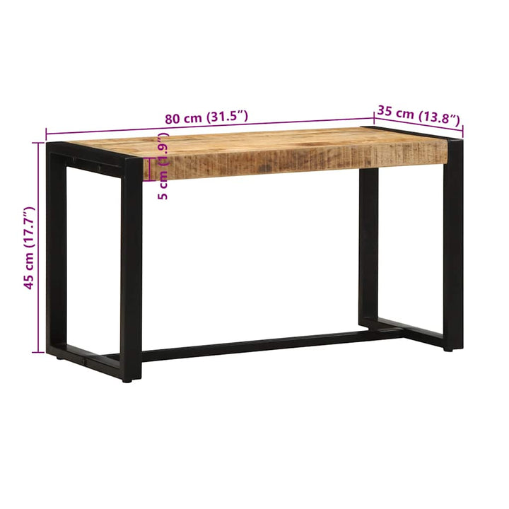 Bänk 80X35X45 Cm Massiv Grov Trämango