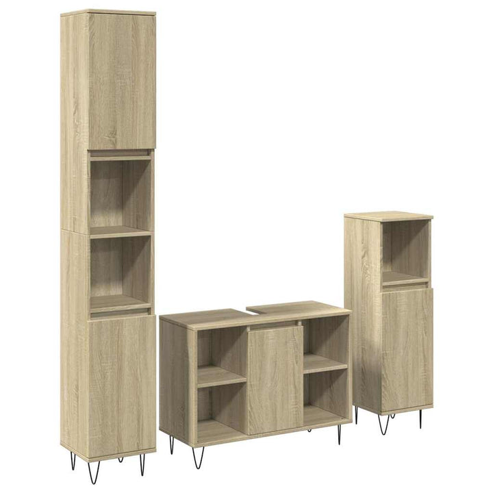 Badrumsmöbler Set 3 Delar Sonoma-Ek Konstruerat Trä