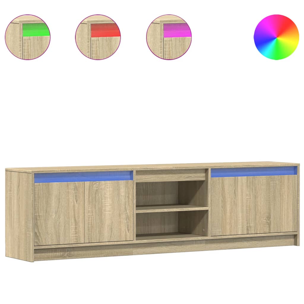 Tv-Bänk Med Leds Sonoma-Ek 180X34X50 Cm Konstruerat Trä