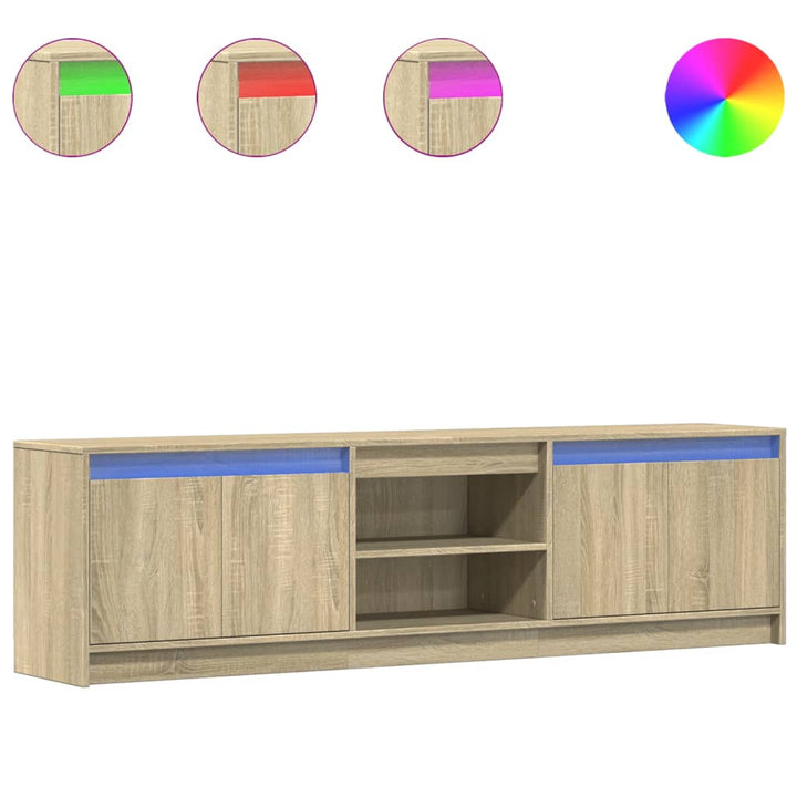 Tv-Bänk Med Leds Sonoma-Ek 180X34X50 Cm Konstruerat Trä