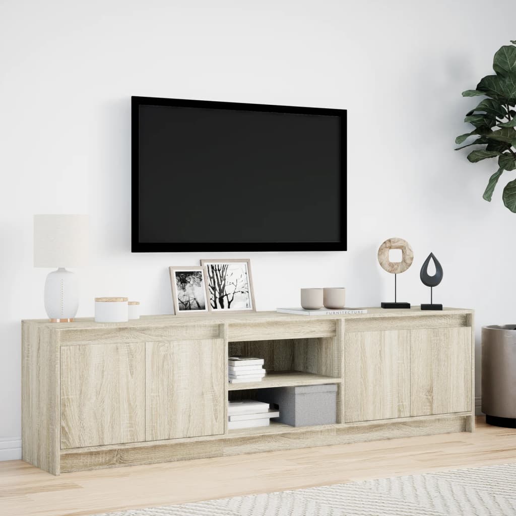 Tv-Bänk Med Leds Sonoma-Ek 180X34X50 Cm Konstruerat Trä