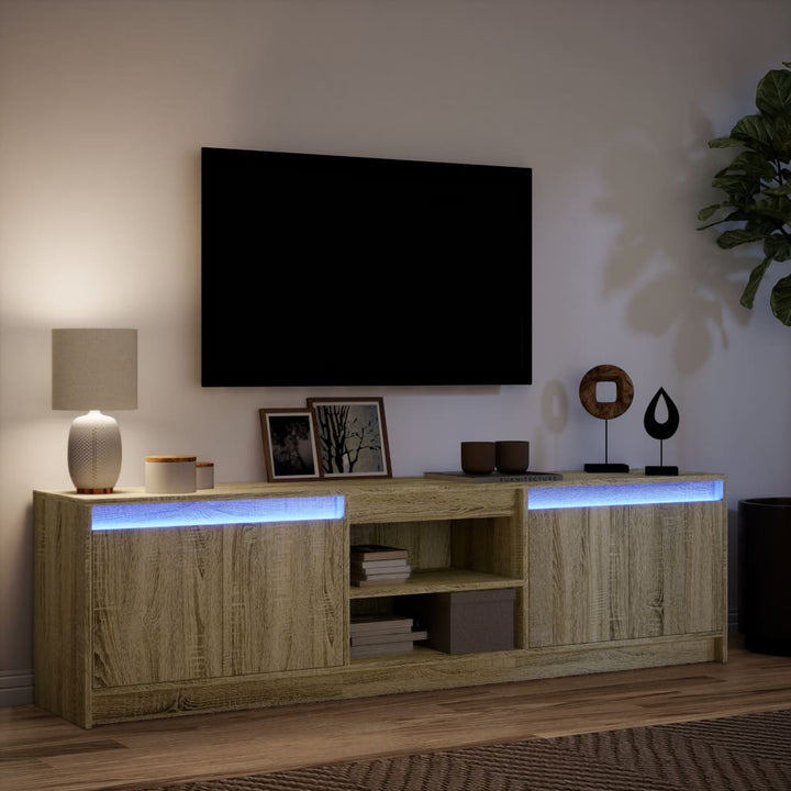 Tv-Bänk Med Leds Sonoma-Ek 180X34X50 Cm Konstruerat Trä