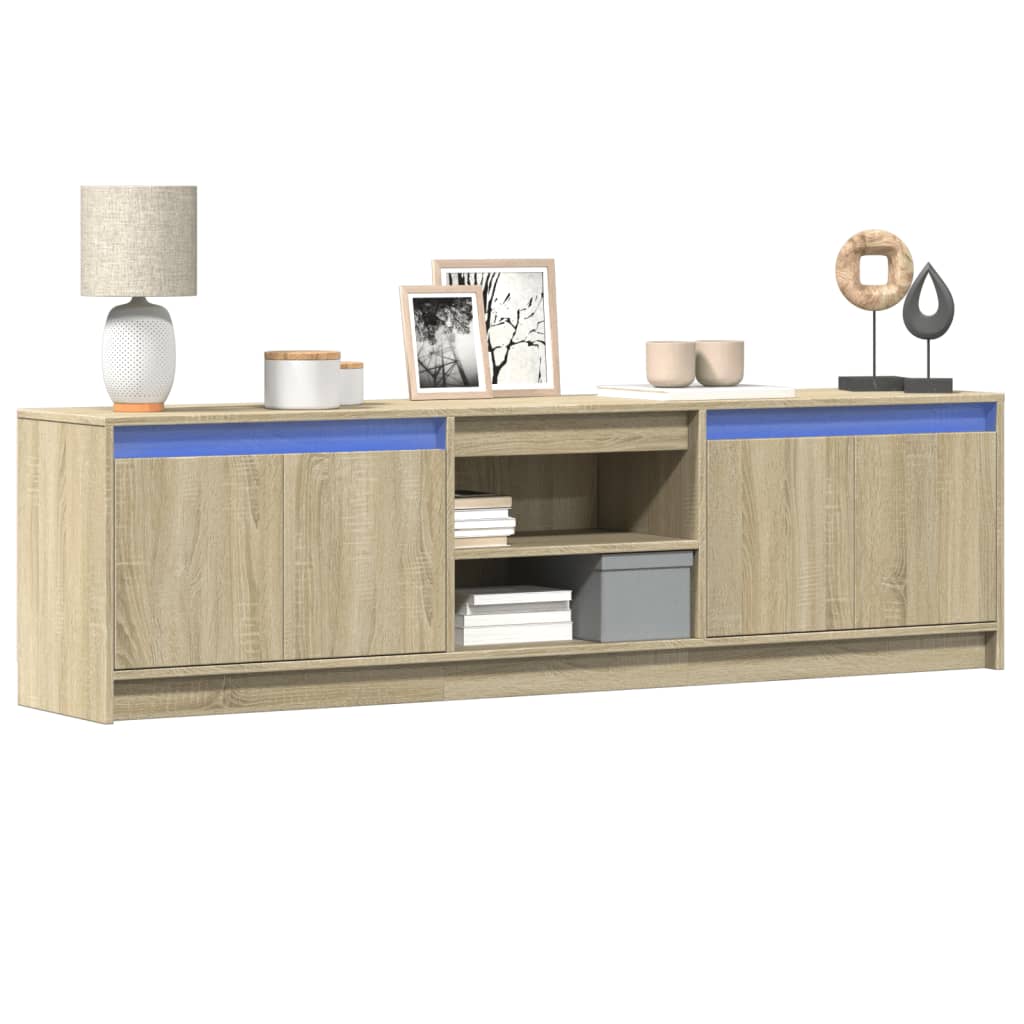 Tv-Bänk Med Leds Sonoma-Ek 180X34X50 Cm Konstruerat Trä