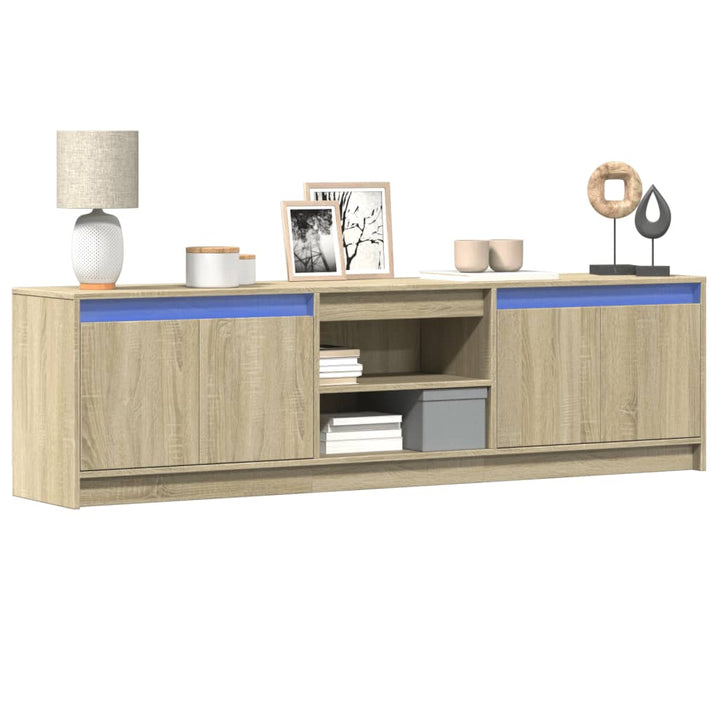 Tv-Bänk Med Leds Sonoma-Ek 180X34X50 Cm Konstruerat Trä