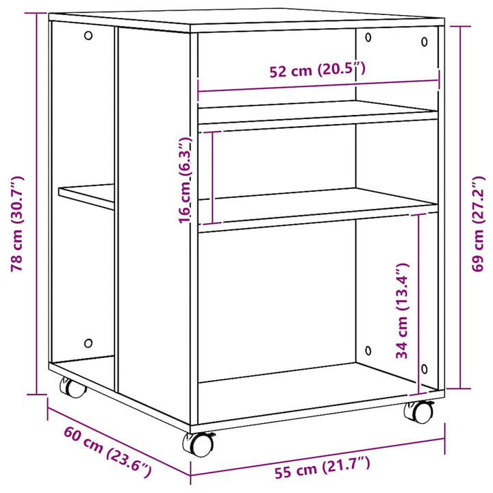 Sidobord Med Hjul Ek 55X60X78 Cm Konstruerat Trä