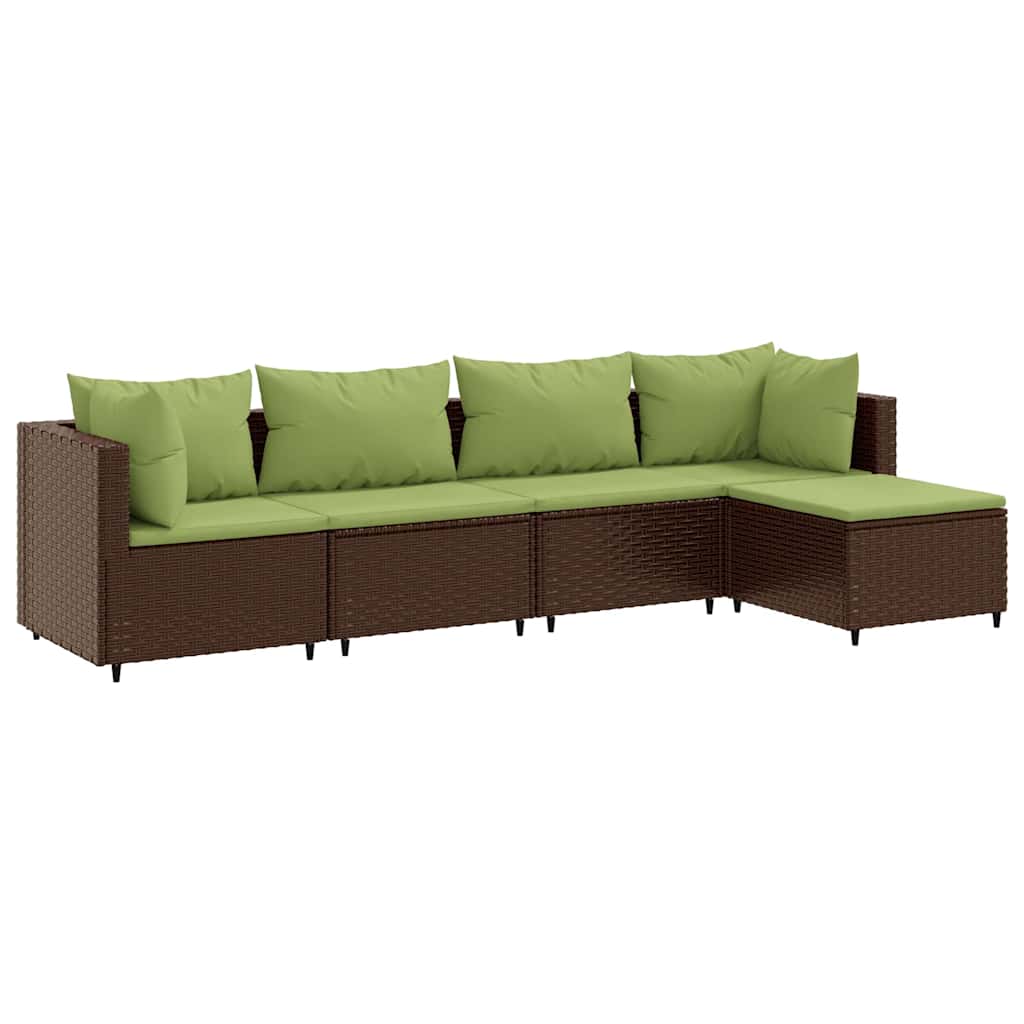 Loungegrupp Med Dynor 5 Delar Brun Konstrotting