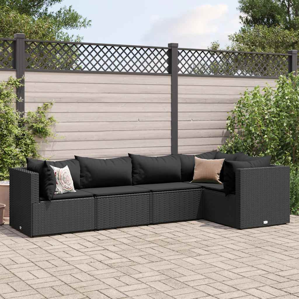 Loungegrupp Med Dynor 5 Delar Brun Konstrotting