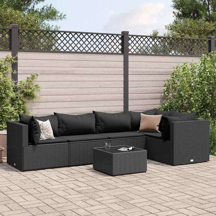 Loungegrupp Med Dynor 5 Delar Brun Konstrotting