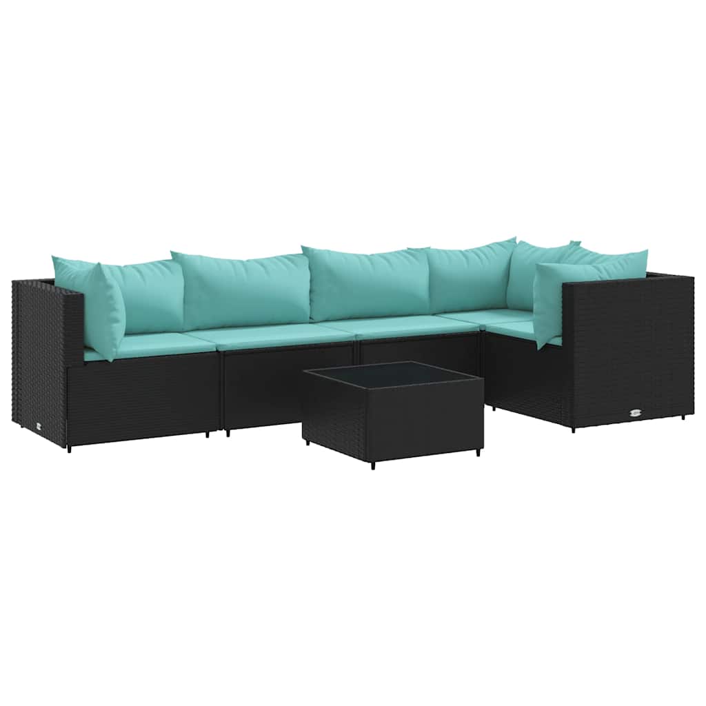 Loungegrupp Med Dynor 6 Delar Svart Konstrotting