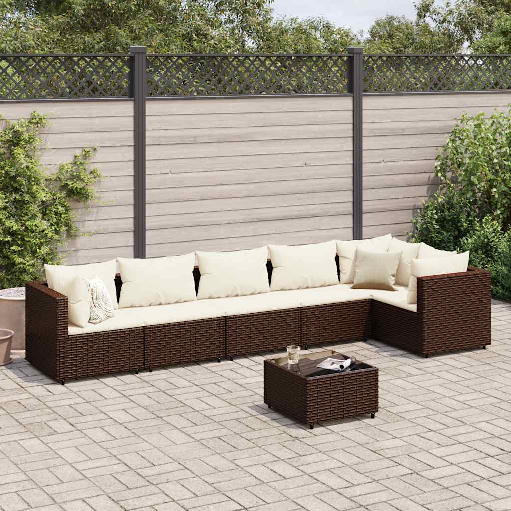 Loungegrupp Med Dynor 5 Delar Brun Konstrotting