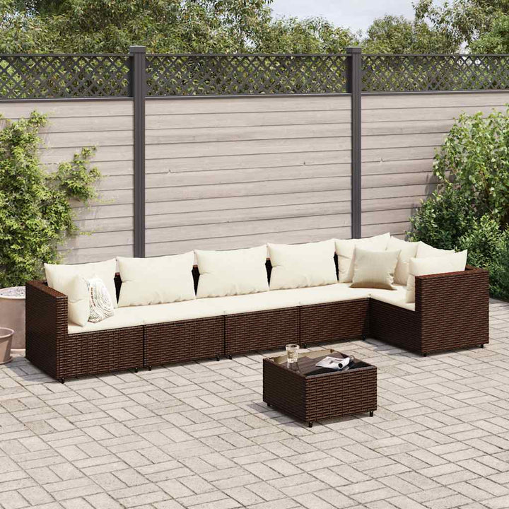 Loungegrupp Med Dynor 5 Delar Brun Konstrotting