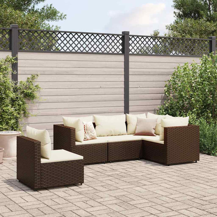 Loungegrupp Med Dynor 5 Delar Konstrotting Svart