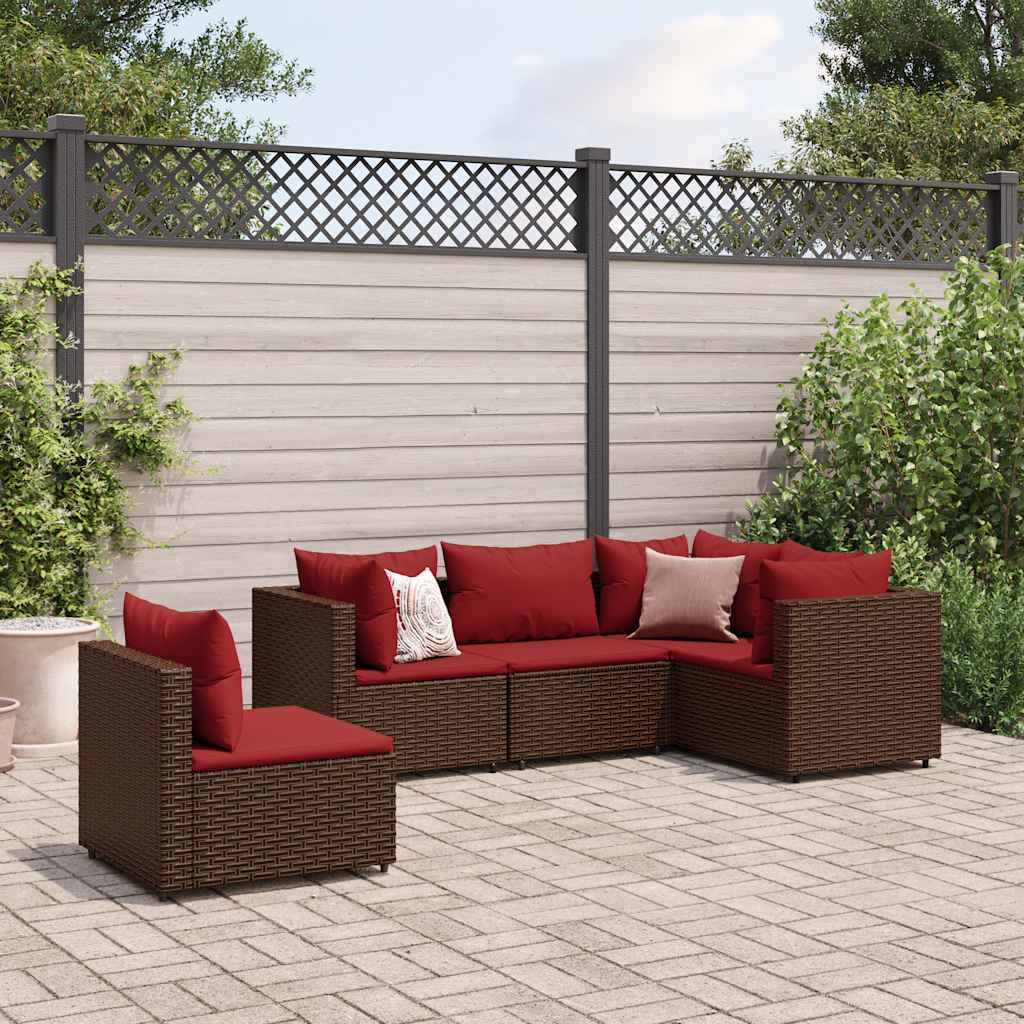 Loungegrupp Med Dynor 5 Delar Konstrotting Svart