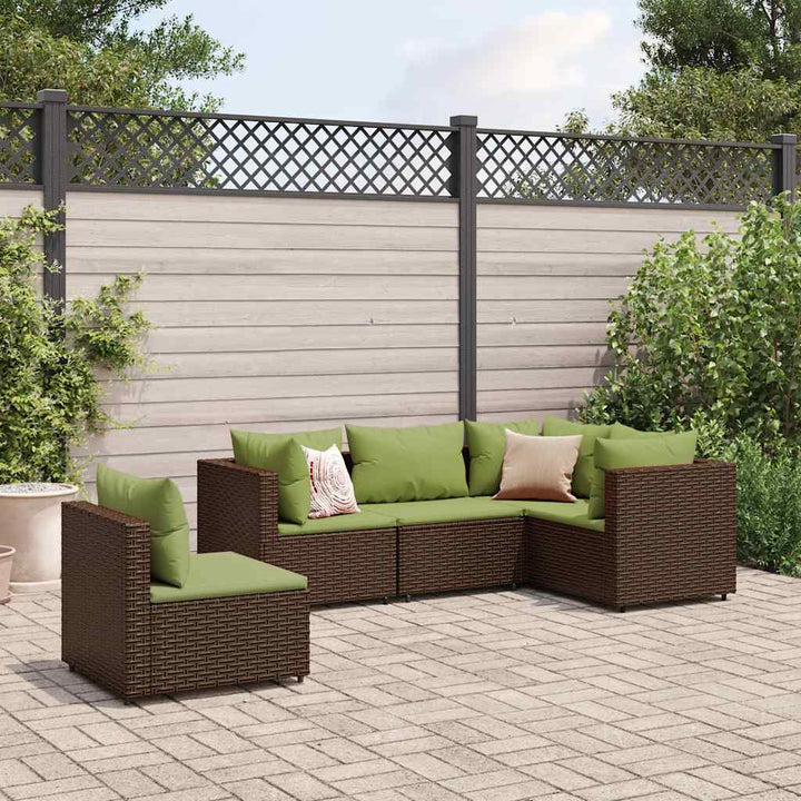 Loungegrupp Med Dynor 5 Delar Konstrotting Svart