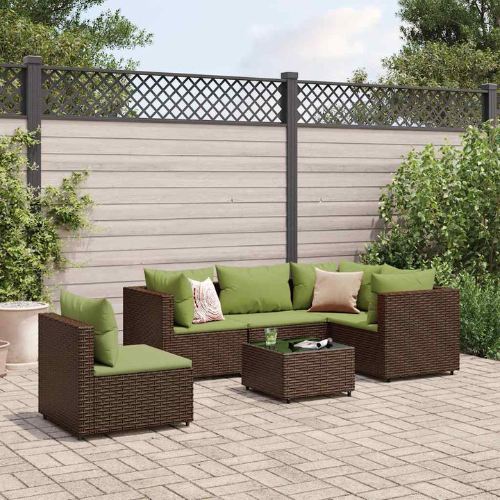 Loungegrupp Med Dynor 5 Delar Konstrotting Svart