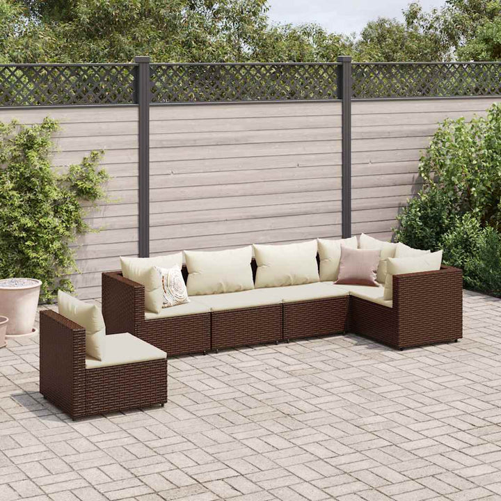 Loungegrupp Med Dynor 5 Delar Konstrotting Svart