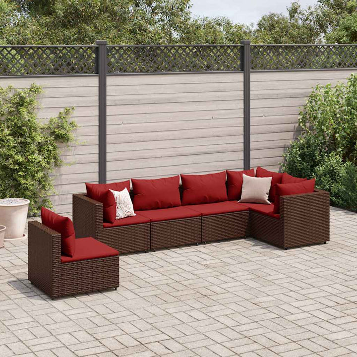 Loungegrupp Med Dynor 5 Delar Konstrotting Svart