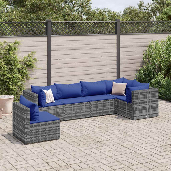 Loungegrupp Med Dynor 5 Delar Konstrotting Svart