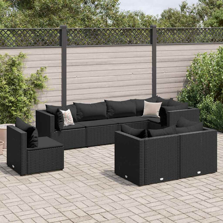 Loungegrupp För Trädgården Med Dynor 7 Delar Konstrotting Brun