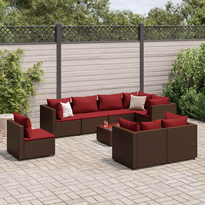 Loungegrupp För Trädgården Med Dynor 7 Delar Grå Konstrotting