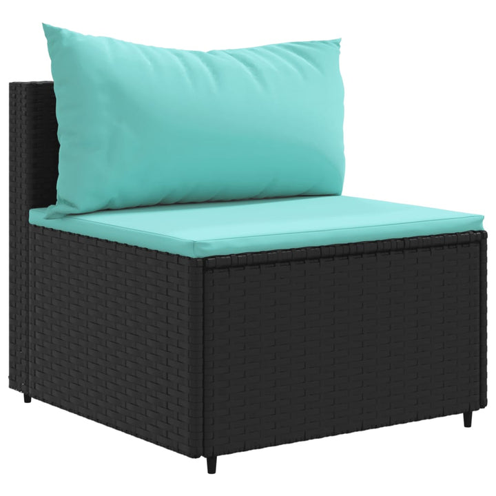 Loungegrupp För Trädgården M Dynor 9 Delar Svart Konstrottning