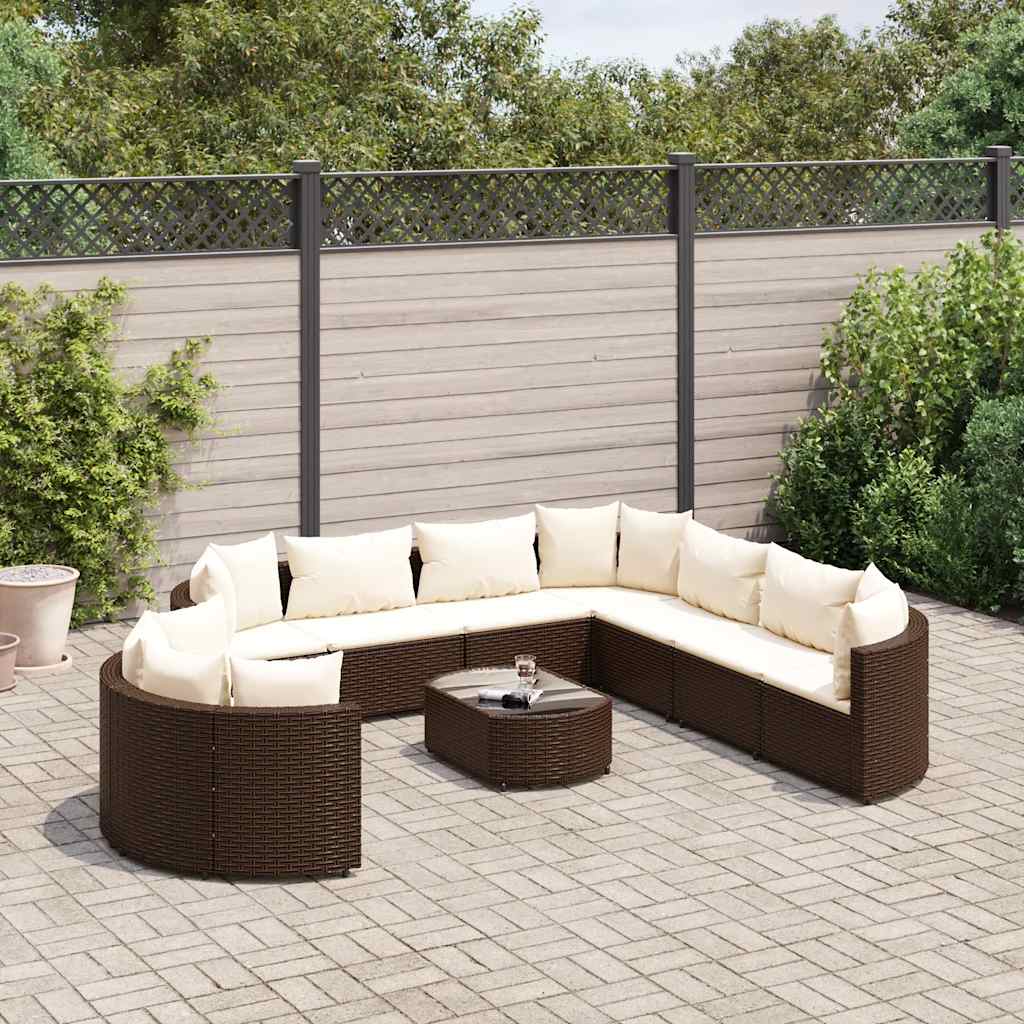 Loungegrupp 10 Delar Med Svarta Dynor Konstrotting