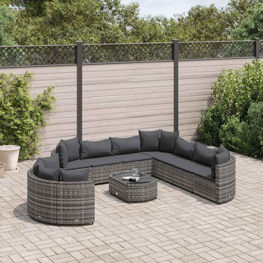 Loungegrupp 10 Delar Med Svarta Dynor Konstrotting