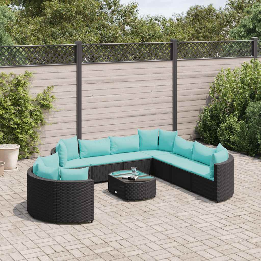 Loungegrupp 10 Delar Med Svarta Dynor Konstrotting