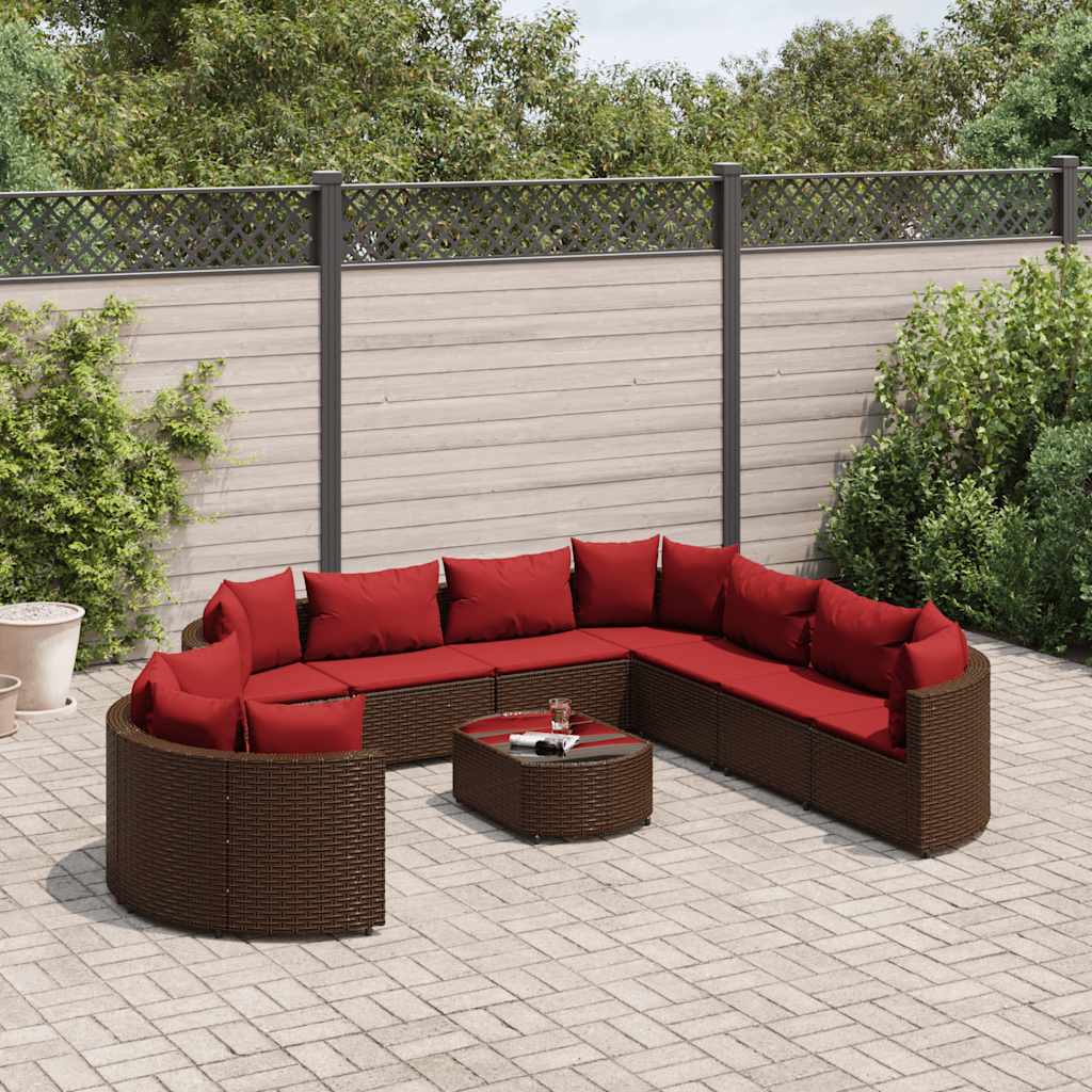 Loungegrupp 10 Delar Med Svarta Dynor Konstrotting