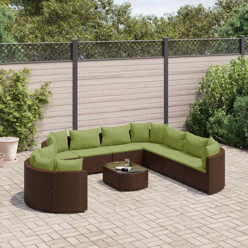 Loungegrupp 10 Delar Med Svarta Dynor Konstrotting