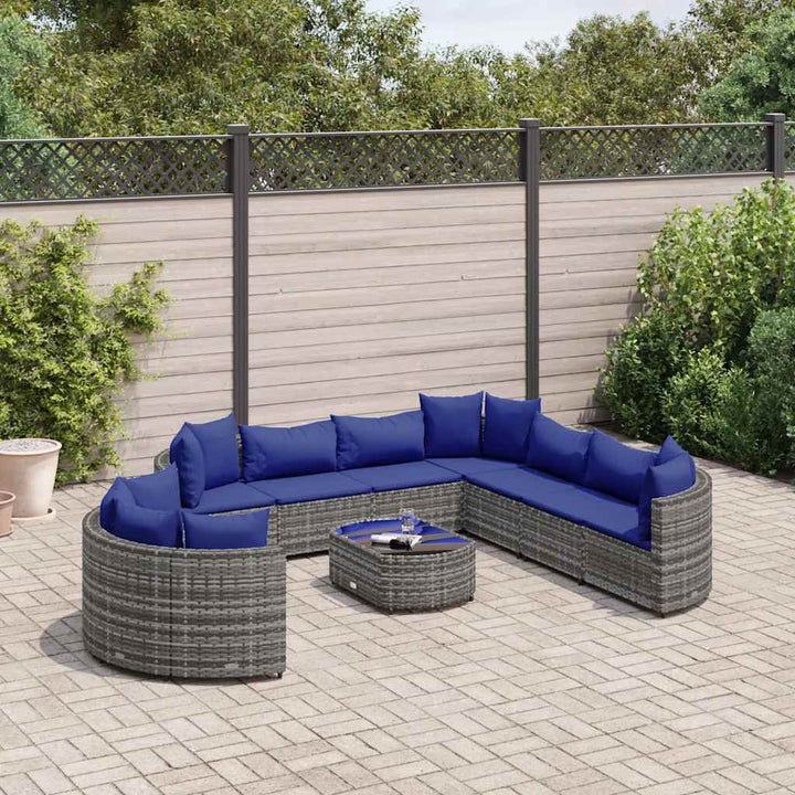 Loungegrupp 10 Delar Med Svarta Dynor Konstrotting