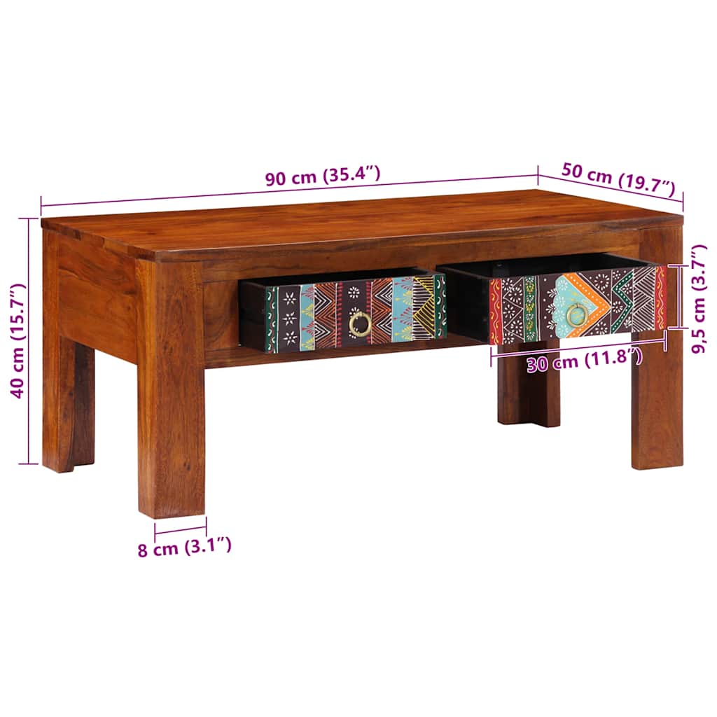Soffbord 90X50X40 Cm Massivt Akaciaträ