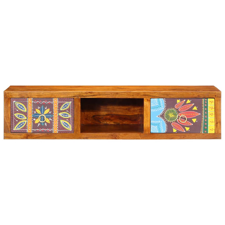 Väggmonterat Tv-Skåp Flerfärgat 100X30X22 Massivt Trä Akacia