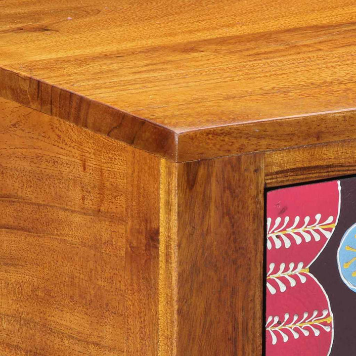 Blommig Sido Bord Med Låda Med Lagring Brun 35 X 35 X 75 Cm