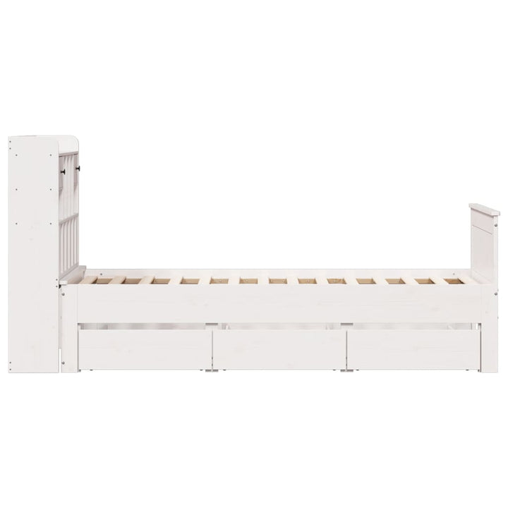 Säng Med Bokhylla Utan Madrass 90X200Cm Massiv Furu