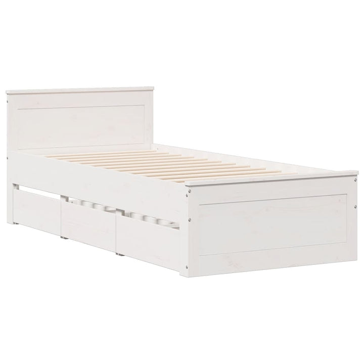 Säng Med Bokhylla Utan Madrass 90X200Cm Massiv Furu
