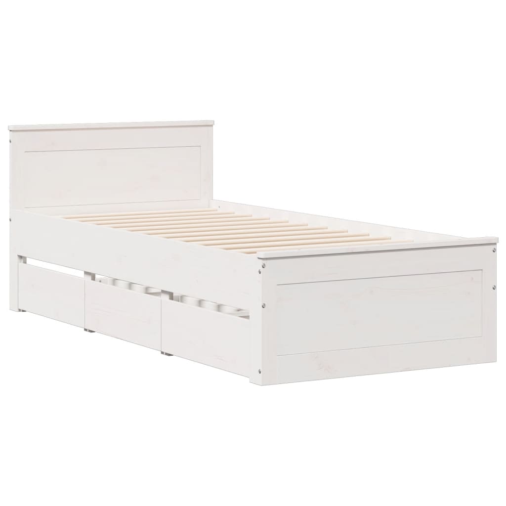 Säng Med Bokhylla Utan Madrass 90X200Cm Massiv Furu
