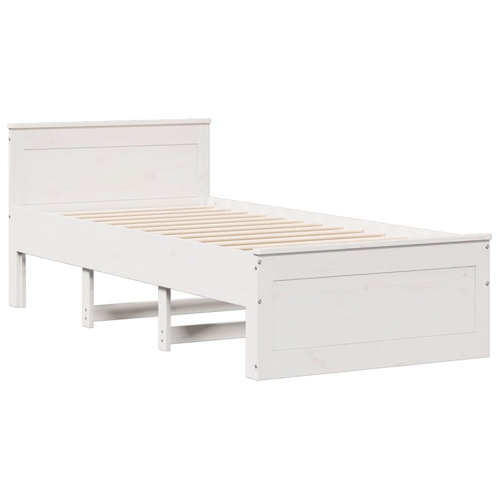 Säng Med Bokhylla Utan Madrass 90X200Cm Massiv Furu