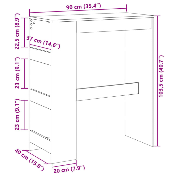 Barbord Med Ställ Artisian-Ek 90X40X103,5 Cm Konstruerat Trä
