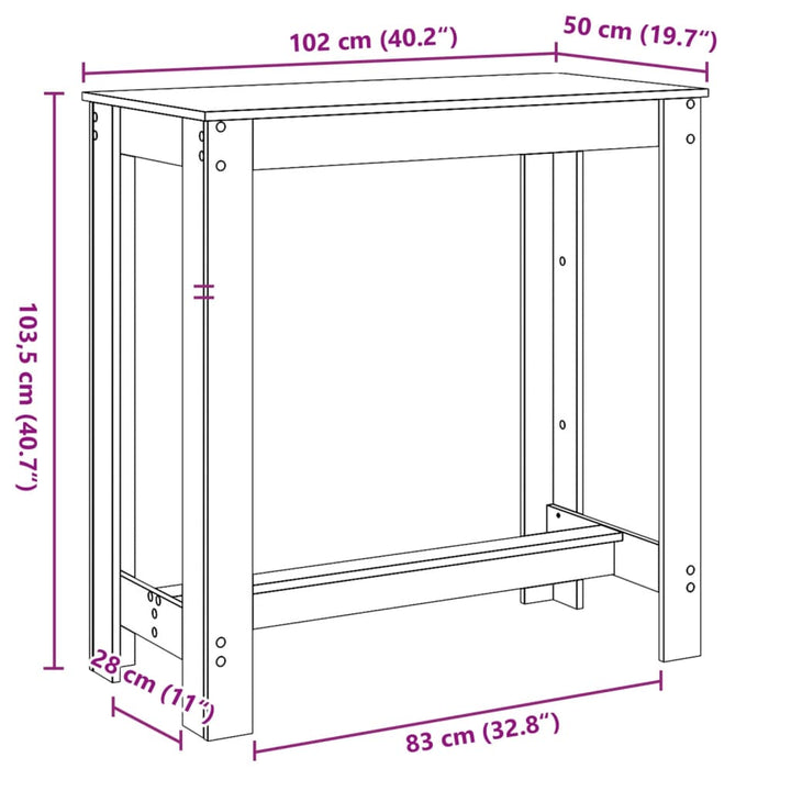 Barbord 102X50X103,5 Cm Konstruerat Trä