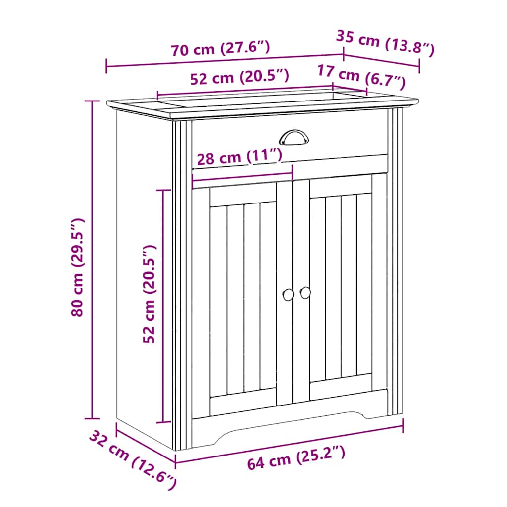 Tvättställsskåp Bodo 70X35X80 Cm