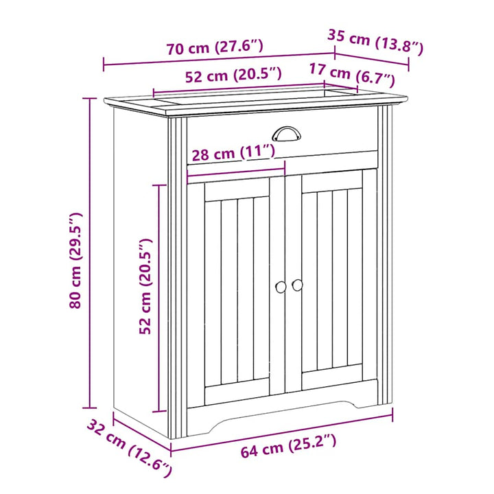 Tvättställsskåp Bodo 70X35X80 Cm