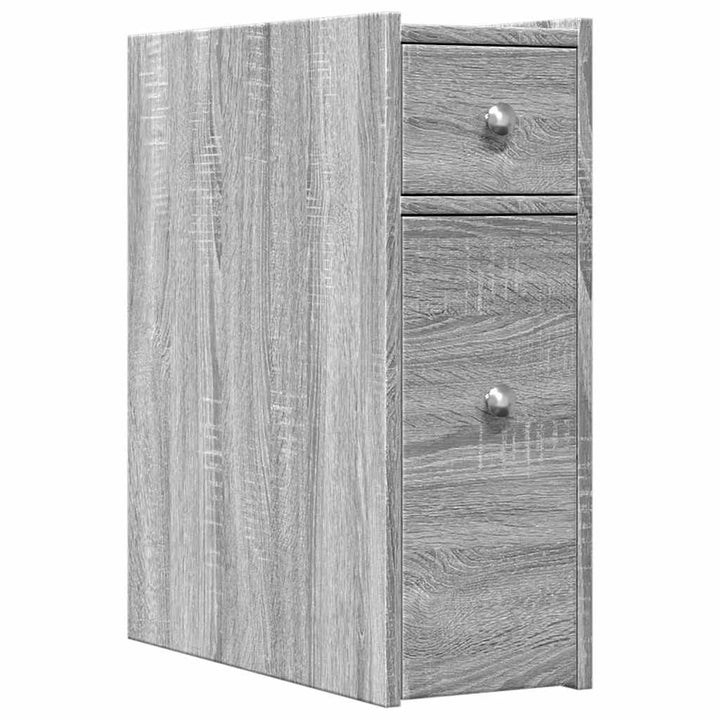 Smalt Badrumsskåp Med Hjul Konstruerat Trä